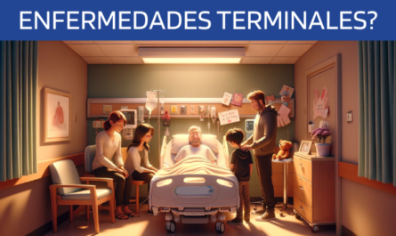 Imagen panorámica hiperrealista con un toque de animación al estilo Pixar, que muestra a una familia visitando a un paciente en una habitación de hospital. La escena es cálida y reconfortante, y muestra a los miembros de la familia mostrando cariño y apoyo al enfermo, que descansa en una cama de hospital. La habitación está equipada con aparatos médicos, pero también está personalizada con tarjetas de "mejórate" y algunos objetos personales, lo que hace que el ambiente parezca más hogareño. Las expresiones de la familia son una mezcla de preocupación y esperanza, y reflejan un fuerte vínculo y apoyo mutuo. Incluye una sutil y artística representación de la URL "https://www.segurodedefuncion.com/" en la esquina inferior de la imagen, que se funde a la perfección con el ambiente sincero y afectuoso de la escena.