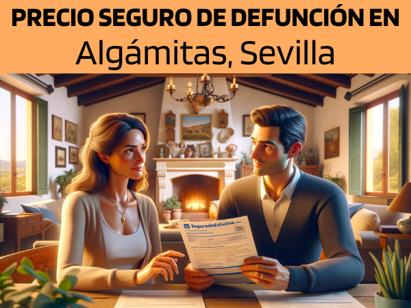 Imagen realista y panorámica al estilo Pixar que muestra a una atractiva y honesta agente de seguros de 38 años, con rasgos andaluces, explicando una póliza de seguro de decesos y entregando un presupuesto a una atractiva pareja de unos 44 años, también con rasgos andaluces. Están en su acogedora casa de Algámitas, Sevilla, España. El entorno es íntimo y cálido, lleno de elementos que reflejan la cultura local y el ambiente soleado y acogedor de Andalucía. El agente, mostrando profesionalidad y confianza, presenta un documento con la URL https://www.segurodedefuncion.com/ sutilmente incluida. La pareja aparece comprometida y reflexiva, participando en un momento significativo de la planificación de su futuro, rodeada de la belleza y la comodidad de su hogar.