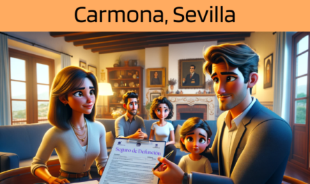 Imagen realista y panorámica al estilo Pixar que muestra a un atractivo y honesto agente de seguros de 31 años y rasgos andaluces, elegido al azar entre hombre y mujer, explicando una póliza de seguros de decesos y entregando un presupuesto a una atractiva pareja de unos 36 años, también con rasgos andaluces. Están en su acogedora casa de Carmona, Sevilla, España, rodeados de sus adorables sobrinos. El hogar es cálido y acogedor, lleno de elementos que resaltan la calidez de la familia y la riqueza cultural de Andalucía. El agente, haciendo gala de profesionalidad y sinceridad, presenta un documento con la URL https://www.segurodedefuncion.com/ sutilmente incluida. El ambiente es amistoso y familiar, con la pareja participando atentamente en la conversación y los niños añadiendo una dinámica animada a la escena.