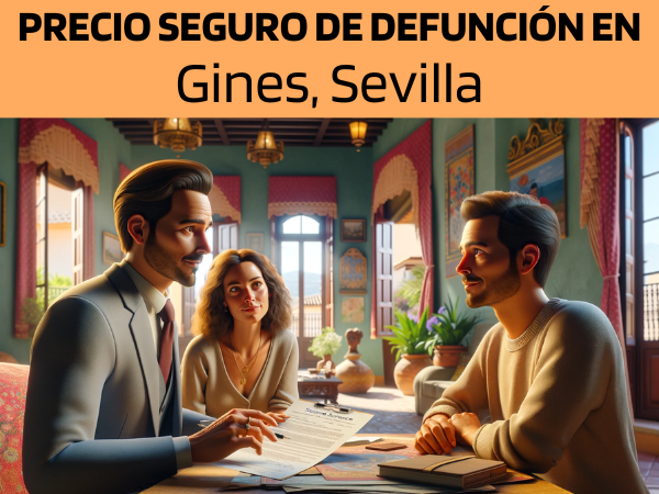 Imagen realista y panorámica al estilo Pixar que muestra a un atractivo y honesto agente de seguros de 35 años y rasgos andaluces, explicando una póliza de seguros de decesos y entregando un presupuesto a una atractiva pareja, ambos de unos 36 años y también con rasgos andaluces. Están en su acogedora casa de Gines, en Sevilla. El entorno refleja un ambiente cálido y acogedor, típico de los hogares andaluces, con colores vibrantes y decoración tradicional. El agente, haciendo gala de profesionalidad y empatía, presenta un documento que incluye sutilmente la URL https://www.segurodedefuncion.com/. La pareja aparece comprometida y pensativa, en una escena que capta un momento de importante toma de decisiones en el marco encantador y cultural de su hogar.