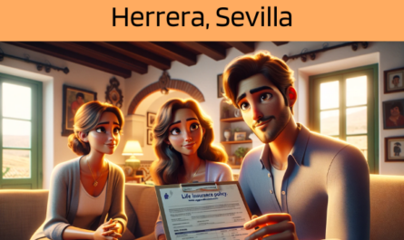 Imagen realista y panorámica al estilo Pixar que muestra a un atractivo y honesto agente de seguros de 30 años, con rasgos andaluces, explicando una póliza de seguro de decesos y entregando un presupuesto a una atractiva pareja de unos 32 años, también con rasgos andaluces. Están en su acogedora casa de Herrera, Sevilla, España. El entorno es cálido y acogedor, captando la esencia de un confortable hogar andaluz con una iluminación tenue, decoración tradicional y un ambiente acogedor. El agente, mostrando profesionalidad y empatía, presenta un documento con la URL https://www.segurodedefuncion.com/ sutilmente incluida. La pareja aparece comprometida y receptiva, creando un momento de importante toma de decisiones dentro del encantador entorno de su hogar.