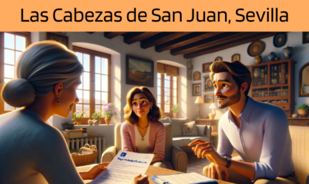 Imagen realista y panorámica al estilo Pixar que muestra a una atractiva y honesta agente de seguros de 45 años, con rasgos andaluces, explicando una póliza de seguro de vida y entregando un presupuesto a una atractiva pareja de unos 40 años, también con rasgos andaluces. Están en su acogedora casa de Las Cabezas de San Juan, Sevilla, España. El entorno es cálido y acogedor, captando la esencia de un confortable hogar andaluz con encanto rústico y la luz del sol filtrándose por las ventanas. El agente muestra un documento que incluye sutilmente la URL https://www.segurodedefuncion.com/. La pareja aparece comprometida y pensativa, rodeada de la decoración hogareña que refleja su herencia. Esta escena resume un momento de toma de decisiones importantes en un entorno que mezcla la cultura tradicional andaluza con la intimidad de un hogar familiar.