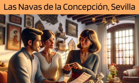 Imagen realista y panorámica al estilo Pixar que muestra a una atractiva y honesta agente de seguros de 45 años, con rasgos andaluces, explicando una póliza de seguro de vida y entregando un presupuesto a una atractiva pareja de unos 40 años, también con rasgos andaluces. Están en su acogedora casa de Las Navas de la Concepción, Sevilla, España. El entorno es cálido y acogedor, captando la esencia de un confortable hogar andaluz con encanto rústico y la luz del sol filtrándose por las ventanas. El agente muestra un documento que incluye sutilmente la URL https://www.segurodedefuncion.com/. La pareja aparece comprometida y pensativa, rodeada de la decoración hogareña que refleja su herencia. Esta escena resume un momento de toma de decisiones importantes en un entorno que mezcla la cultura tradicional andaluza con la intimidad de un hogar familiar.