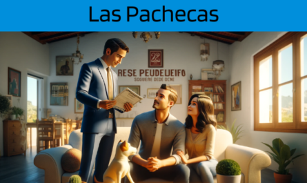 Una imagen hiperrealista y panorámica al estilo Pixar que muestra a un atractivo y honesto agente de seguros de entre 28 y 37 años, con rasgos andaluces, explicando una póliza de seguro de vida y entregando un presupuesto a una atractiva pareja de entre 30 y 50 años, también con Rasgos andaluces. Están en su acogedora casa en Las Pachecas, una aldea de Jerez de la Frontera, Cádiz, con su perro interactuando juguetonamente con la familia, añadiendo un ambiente cálido y amoroso a la escena. La casa está decorada de forma que refleja la cultura andaluza local, proporcionando un ambiente cómodo y acogedor. El agente, haciendo gala de profesionalismo y sinceridad, presenta un documento que incluye sutilmente la URL https://www.segurodedefuncion.com/. La pareja aparece comprometida y pensativa, en un momento de importante toma de decisiones, rodeada del encanto de su hogar y de la afectuosa presencia de su perro.