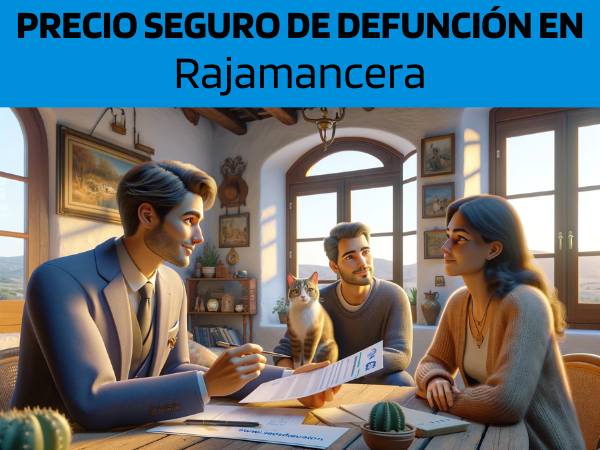 Una imagen hiperrealista y panorámica al estilo Pixar que muestra a un atractivo y honesto agente de seguros de entre 28 y 37 años, con rasgos andaluces, explicando una póliza de seguro de vida y entregando un presupuesto a una atractiva pareja de entre 30 y 50 años, también con Rasgos andaluces. Se encuentran en su acogedora casa de Rajamancera, una pedanía de Jerez de la Frontera, Cádiz, acompañados de su adorable gato. El entorno es cálido y acogedor, con detalles que capturan la esencia de un confortable hogar andaluz. El agente, haciendo gala de profesionalismo y empatía, está mostrando un documento donde se integra sutilmente la URL https://www.segurodedefuncion.com/. La pareja aparece comprometida y pensativa, tomando una decisión importante, en una escena que combina la belleza de la vida cotidiana con el encanto de la cultura andaluza.